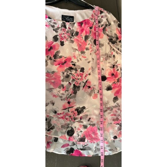 Alex Evenings Size 3X Chiffon Blouse Pink Layers Asymmetrical Floral NEW - Picture 11 of 11